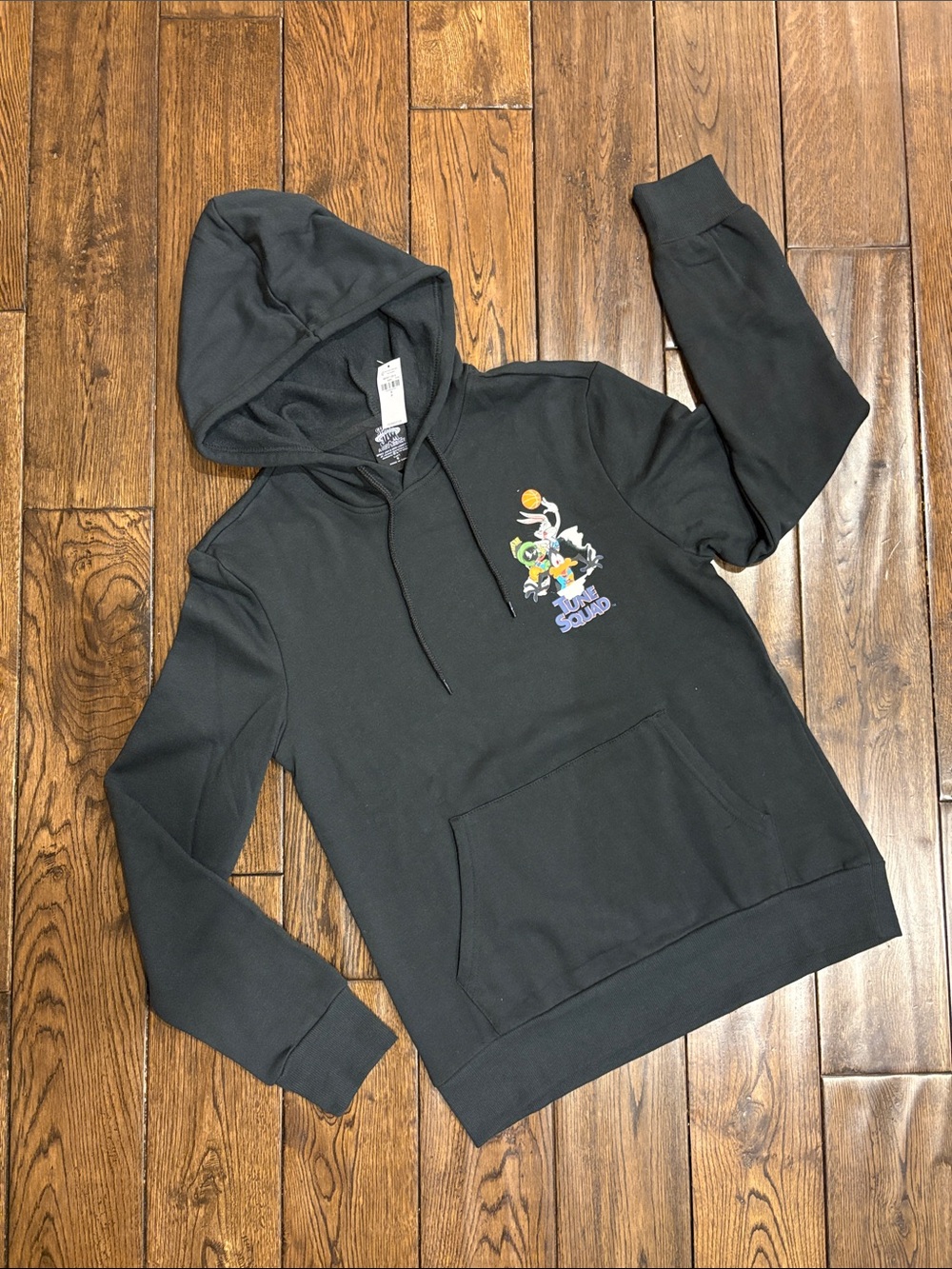 NWT Old Navy Black Men's Hoodie with Colorful Looney Tunes Space Graphic